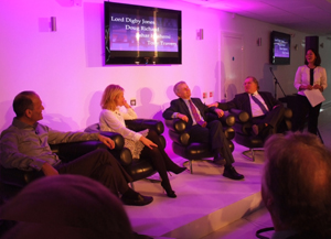 Panel chaired by Mishal Husain - Tony Travers, Doug Richard, Sahar Hashemi and Digby Jones 