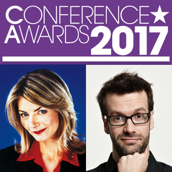 Jo Caulfield and Marcus Brigstocke hosting the Conference Awards