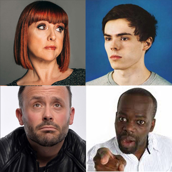 Clockwise from top left: Cally Beaton, Rhys James, Daliso Chaponda and Geoff Norcott